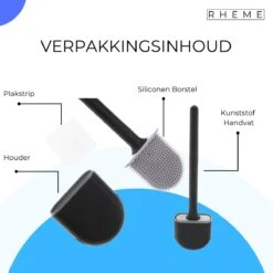 WC Borstel - Siliconen Borstel Met Houder - Hangend Met Plakstrip - Duurzaam Toilet Borstel - Zwart - Rheme -Thuis Badkamer 1200x1200 1697