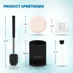 WITTS WC Borstel Met Houder - Staand Of Hangend – Mat Zwart - Incl. Absorberende Pad -Thuis Badkamer 1200x1200 1798
