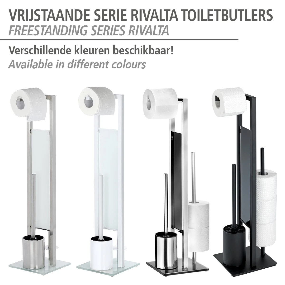 WENKO Toiletbutler Rivalta Zwart - Toiletborstel Met Houder, Toiletrolhouder En Reserverolhouder 20 WENKO Toiletbutler Rivalta Zwart - Toiletborstel Met Houder, Toiletrolhouder En Reserverolhouder - Afbeelding 18