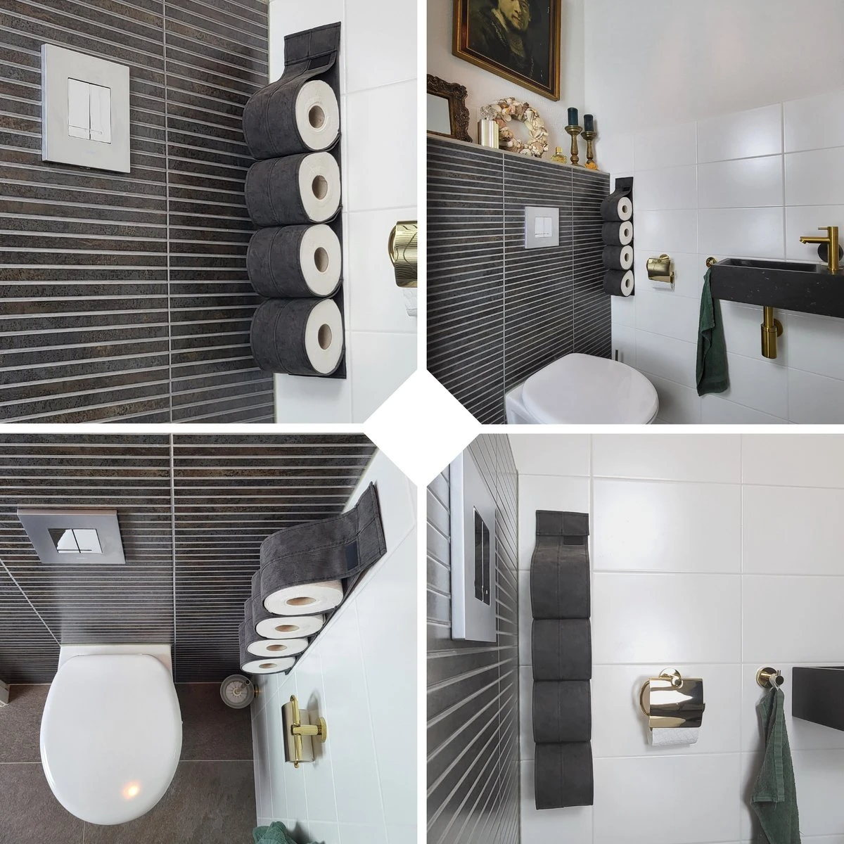 Reserverolhouder Hangend – Toiletrolhouder – Reserve Rolhouder – Zonder Boren – Rolhouder - Muur – Zwart - Antraciet - STOF & SPETTERVRIJ 12 Reserverolhouder Hangend – Toiletrolhouder – Reserve Rolhouder – Zonder Boren – Rolhouder - Muur – Zwart - Antraciet - STOF & SPETTERVRIJ - Afbeelding 10