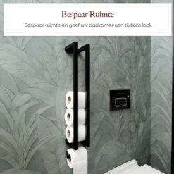 Homestic© - WC Rolhouder Zwart - Balto Industrieel Toiletrolhouder Zonder Boren - Robuuste Toiletrolhouder Met Opslag Voor WC Papier - 70x12x10 CM - Roestvrij Staal - Wit -Thuis Badkamer 1200x1200 1843