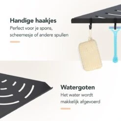 Doucherek - Doucherek Zonder Boren - Doucherekjes - Doucherek Hangend - Doucherekje - Doucherekje Zonder Boren - Doucherek Zwart - Hoek - 2 Stuks - Met Haakjes - Inclusief Montage Materiaal - Hoogwaardig Afgewerkt - EJC Products -Thuis Badkamer 1200x1200 1876