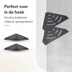 Doucherek - Doucherek Zonder Boren - Doucherekjes - Doucherek Hangend - Doucherekje - Doucherekje Zonder Boren - Doucherek Zwart - Hoek - 2 Stuks - Met Haakjes - Inclusief Montage Materiaal - Hoogwaardig Afgewerkt - EJC Products -Thuis Badkamer 1200x1200 1878