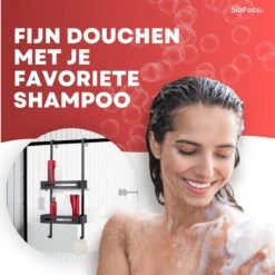 SIAFOSS Doucherek Zonder Boren Doucherek Hangend - 100% Stevig - 100% RVS - Hangend Badkamerrekje - Doucherek Aan Douchewand - Badkamer Accessoires - RVS Zwart - 2 Laags - Douchemand -Thuis Badkamer 1200x1200 1889