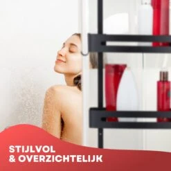 SIAFOSS Doucherek Zonder Boren Doucherek Hangend - 100% Stevig - 100% RVS - Hangend Badkamerrekje - Doucherek Aan Douchewand - Badkamer Accessoires - RVS Zwart - 2 Laags - Douchemand -Thuis Badkamer 1200x1200 1890
