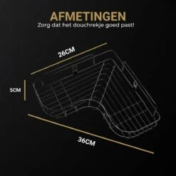 HGMD® Doucherek Zonder Boren - 1 Stuk - Zwart - Zelfklevend Doucherek –Badkamerrek - Badrek - Keukenrek - Doucherek Hangend – Badkamer Accessoires - Kruidenrek -Thuis Badkamer 1200x1200 1893