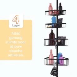 Goliving Doucherek - Doucherek Zonder Boren - Telescopisch Doucherek - Voor Plafonds Tot 2.9m Hoog - Zwart -Thuis Badkamer 1200x1200 1898