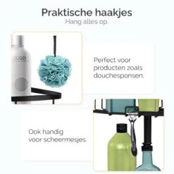 Goliving Doucherek - Doucherek Zonder Boren - Telescopisch Doucherek - Voor Plafonds Tot 2.9m Hoog - Zwart -Thuis Badkamer 1200x1200 1900