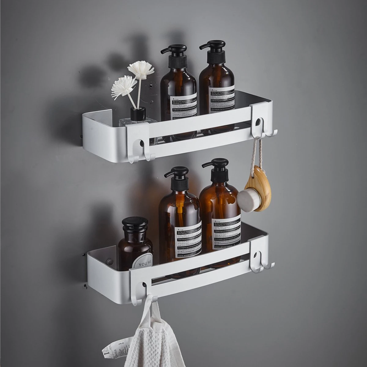 BrandtBergkamp RVS Doucherek 2 Laags – Zonder Boren – Doucherekje Hangend – Badkamerrek Zilver 3 BrandtBergkamp RVS Doucherek 2 Laags – Zonder Boren – Doucherekje Hangend – Badkamerrek Zilver