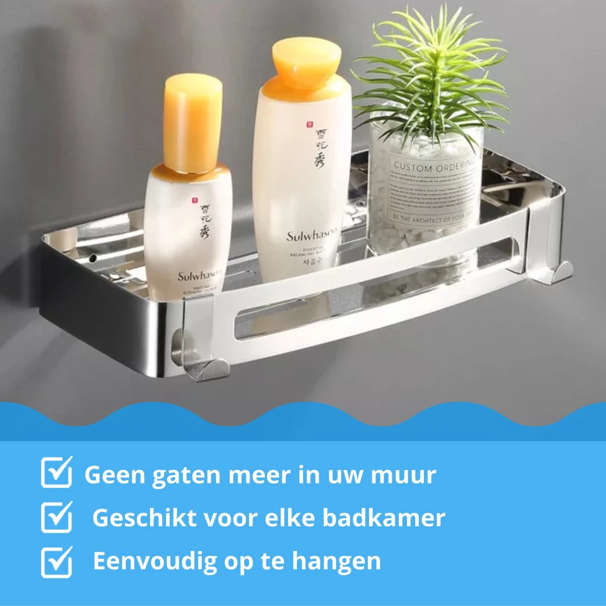 BrandtBergkamp RVS Doucherek 2 Laags – Zonder Boren – Doucherekje Hangend – Badkamerrek Zilver 5 BrandtBergkamp RVS Doucherek 2 Laags – Zonder Boren – Doucherekje Hangend – Badkamerrek Zilver - Afbeelding 3