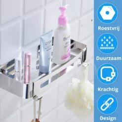 BrandtBergkamp RVS Doucherek 2 Laags – Zonder Boren – Doucherekje Hangend – Badkamerrek Zilver 16 BrandtBergkamp RVS Doucherek 2 Laags – Zonder Boren – Doucherekje Hangend – Badkamerrek Zilver -Thuis Badkamer 1200x1200 1906