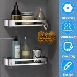 BrandtBergkamp RVS Doucherek 2 Laags – Zonder Boren – Doucherekje Hangend – Badkamerrek Zilver 17 BrandtBergkamp RVS Doucherek 2 Laags – Zonder Boren – Doucherekje Hangend – Badkamerrek Zilver -Thuis Badkamer 1200x1200 1907