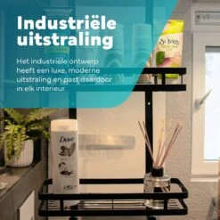 L'eauxe Doucherek Hangend Zonder Boren - Ophangbaar Badkamerrek Aan Douchewand - Opbergrek - Badkamer Accessoires - RVS - Zwart - Cadeau -Thuis Badkamer 1200x1200 1914