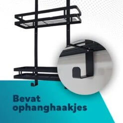 L'eauxe Doucherek Hangend Zonder Boren - Ophangbaar Badkamerrek Aan Douchewand - Opbergrek - Badkamer Accessoires - RVS - Zwart - Cadeau -Thuis Badkamer 1200x1200 1918