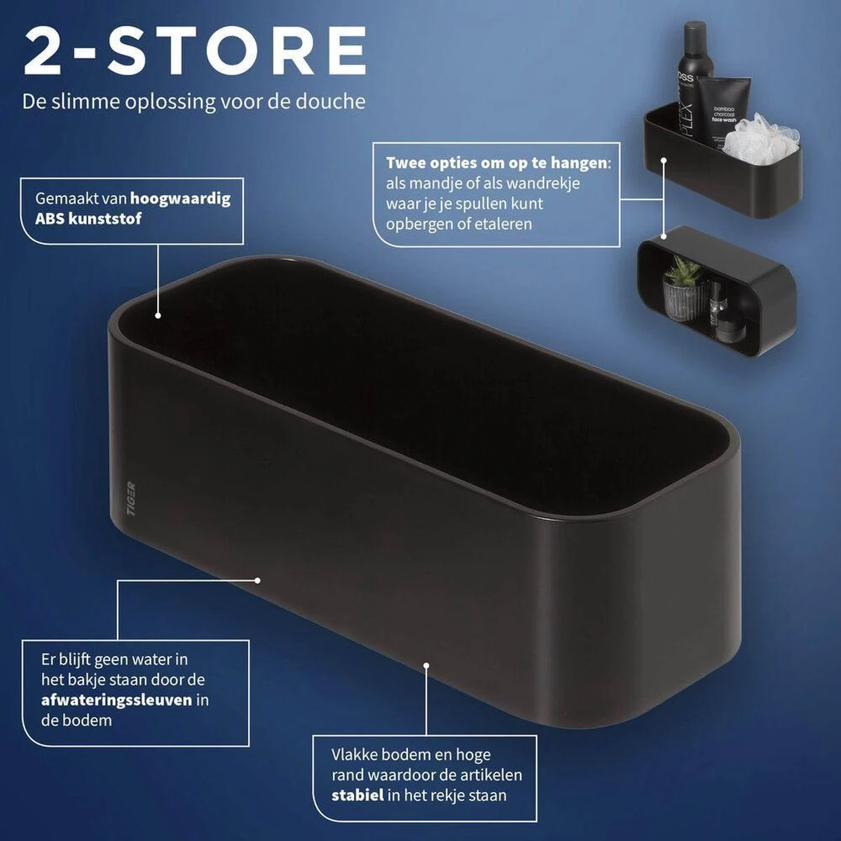 Tiger 2-Store - Wandrekje / Douchemandje - 25 Cm - Zwart 5 Tiger 2-Store - Wandrekje / Douchemandje - 25 Cm - Zwart - Afbeelding 3