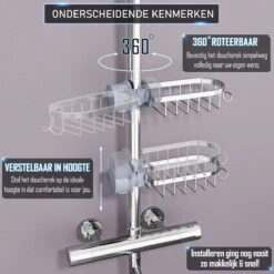 Nolad® - Doucherek Hangend - Doucherek Zonder Boren - Keukenrek - Gootsteen Organizer - Badkamer Accessoires - Zilver 13 Nolad® - Doucherek Hangend - Doucherek Zonder Boren - Keukenrek - Gootsteen Organizer - Badkamer Accessoires - Zilver -Thuis Badkamer 1200x1200 1955