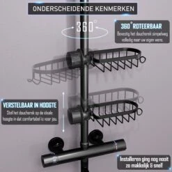 Nolad® - Doucherek Hangend - Doucherek Zonder Boren - Keukenrek - Gootsteen Organizer - Badkamer Accessoires - Zwart 13 Nolad® - Doucherek Hangend - Doucherek Zonder Boren - Keukenrek - Gootsteen Organizer - Badkamer Accessoires - Zwart -Thuis Badkamer 1200x1200 1962
