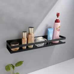 Merkloos Doucherek- Douchemand- Badkamerrek- Badkamer Organiser- Badkamer Organizer-Rekje Voor In De Douche- Badkamer Plank-Rekje Voor Shampoo- RVS- Zonder Boren- Zelfklevend- Rechthoek Vorm- Met Of Zonder Schroeven- Ophangbaar- Met Lijm- 40 Cm- Zwart -Thuis Badkamer 1200x1200 1979