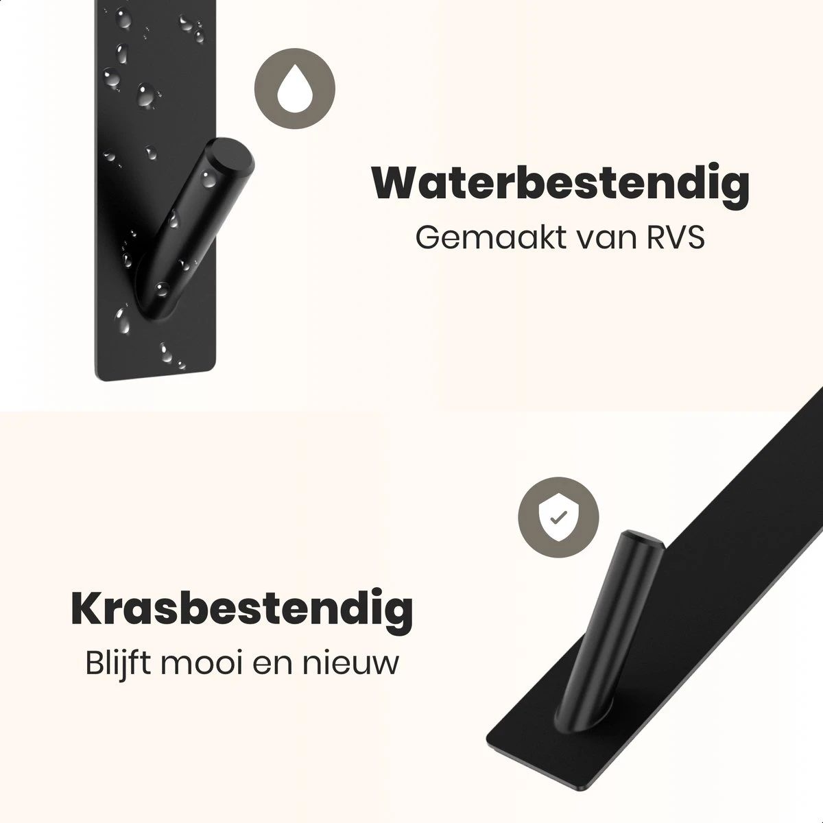 NovaQ Handoekhaakjes - Handoekhouder- Zwart - Douchewand Haak - Set Van 2 Stuks 5 NovaQ Handoekhaakjes - Handoekhouder- Zwart - Douchewand Haak - Set Van 2 Stuks - Afbeelding 3