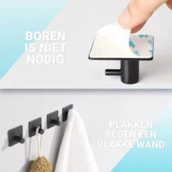 Qitch & Quisine Handdoekhaakjes - Set Van 3 Zwarte Haakjes - Zelfklevend - Waterbestendig - RVS -Thuis Badkamer 1200x1200 2016