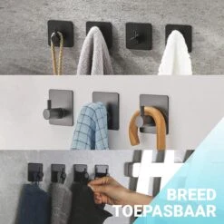 Qitch & Quisine Handdoekhaakjes - Set Van 3 Zwarte Haakjes - Zelfklevend - Waterbestendig - RVS -Thuis Badkamer 1200x1200 2020