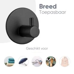 Trendfield Handdoekhaakjes Zelfklevend Rond - 2 Zwarte Handdoek Haakjes - Ronde Handdoekhaak - Zwart -Thuis Badkamer 1200x1200 2082