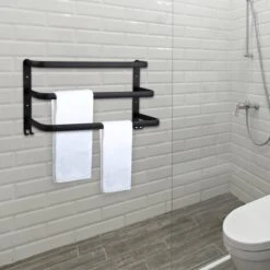 Qualux® Handdoekrek Inclusief Handdoek - 3 Stangen - Badkamer - Handdoekrek Zwart - Handdoekstang - Handdoekhouder - Handdoekenrek -Thuis Badkamer 1200x1200 2104