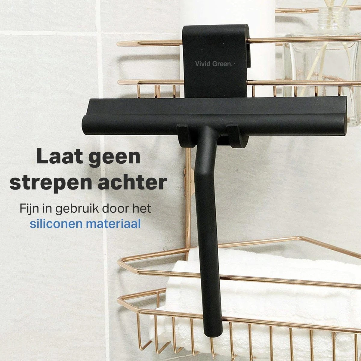 Vivid Green Siliconen Douchewisser Met Ophangsysteem – Raamwisser – Trekker Douche - Badkamer Accesoires – Wisser - Zwart 5 Vivid Green Siliconen Douchewisser Met Ophangsysteem – Raamwisser – Trekker Douche - Badkamer Accesoires – Wisser - Zwart - Afbeelding 3