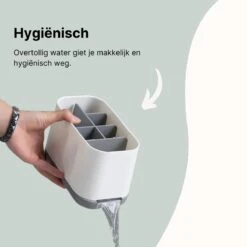 Merkloos Tandenborstelhouder Vrijstaand - Badkamer Organizer Met Lekbak - Badkamer Accessoires - 6 Sorteervakken - Tandenborstel - Wit Met Zwart -Thuis Badkamer 1200x1200 286