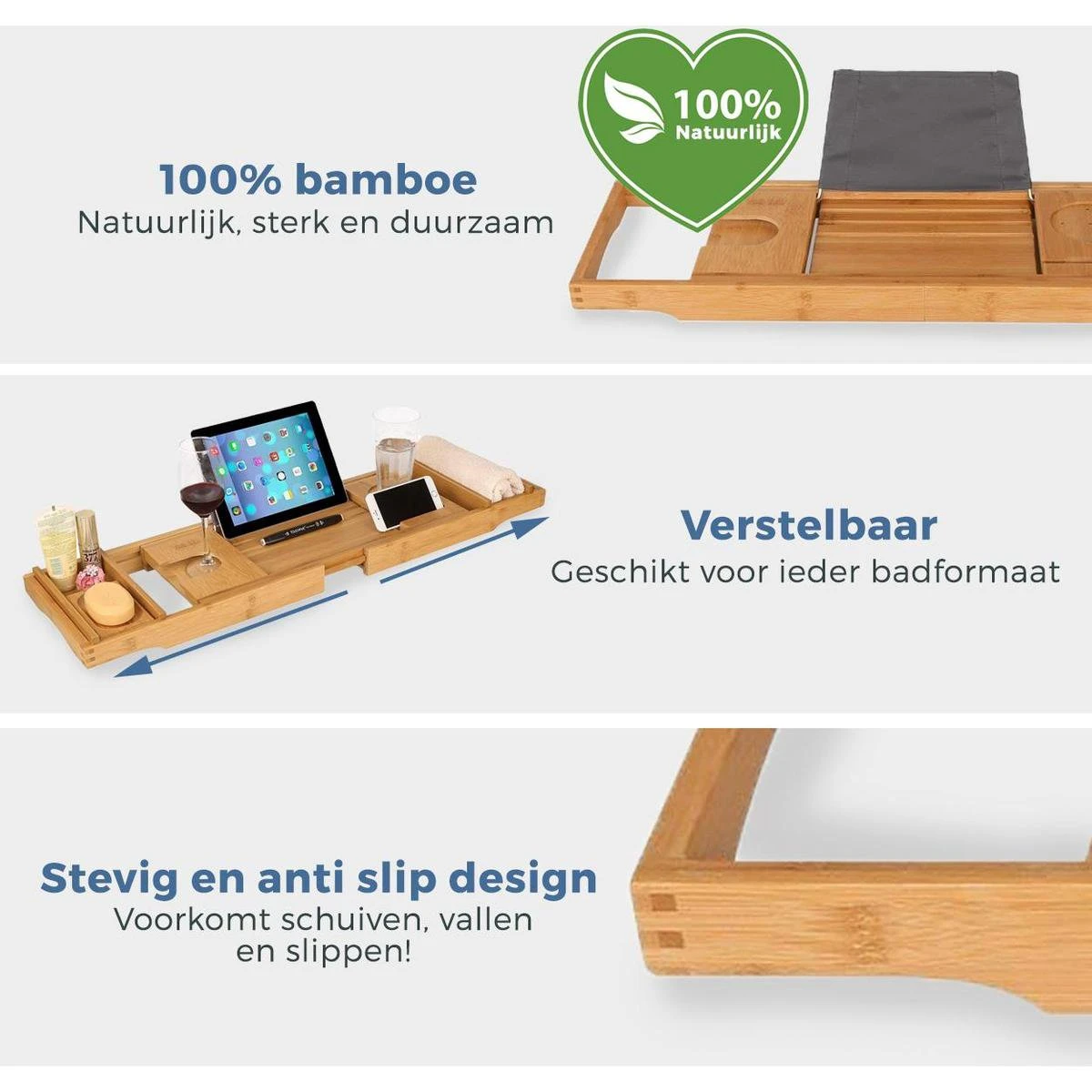 LifeGoods Badplank - Uitschuifbaar - Voor In Bad - 74.5 Tot 108.5 Cm - Met Houder - Hout 11 LifeGoods Badplank - Uitschuifbaar - Voor In Bad - 74.5 Tot 108.5 Cm - Met Houder - Hout - Afbeelding 9