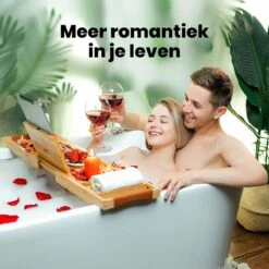 RelaxTub® Badplank - Badplank Voor In Bad - Badrek - Verstelbaar - Anti Slip - Badplank Bamboe - Badplank Hout - Badrekje Inclusief Boekenhouder, Tablethouder & Spiegel -Thuis Badkamer 1200x1200 345
