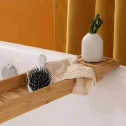 Merkloos Decopatent® Badrekje Voor Over Bad - 70 Cm - Bamboe Hout - Badrek - Badplank - Badbrug - Basic Bad Tafeltje Voor In Bad - Naturel -Thuis Badkamer 1200x1200 374