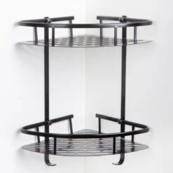 Merkloos Doucherek 2 Laags - Douche Rek Zwart Hangend - Incl 2 Haken Badkamer Accessoires -Thuis Badkamer 1200x1200 385