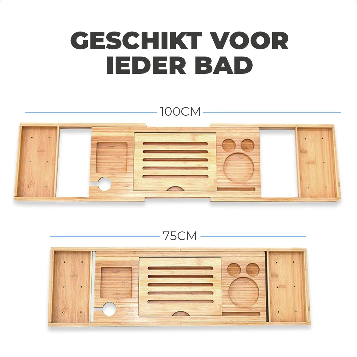Sleepydays Luxe Badplank – Badplank Voor In Bad – Badrek - Uitschuifbaar - 75-100 Cm 4 Sleepydays Luxe Badplank – Badplank Voor In Bad – Badrek - Uitschuifbaar - 75-100 Cm - Afbeelding 2