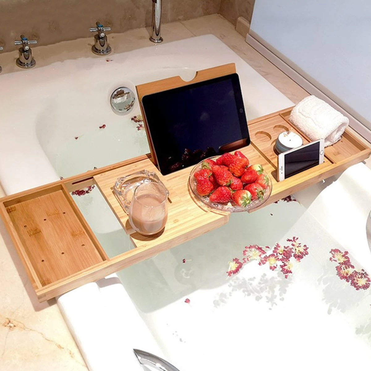 Sleepydays Luxe Badplank – Badplank Voor In Bad – Badrek - Uitschuifbaar - 75-100 Cm 7 Sleepydays Luxe Badplank – Badplank Voor In Bad – Badrek - Uitschuifbaar - 75-100 Cm - Afbeelding 5