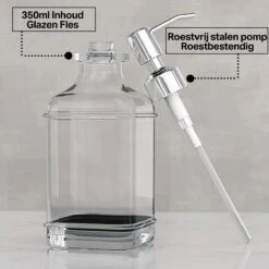 Wonix® - Zeepdispenser - Zeeppompje - Transparant Glas - RVS Pompkop - Met Stickers - 350ml - 2 Stuks -Thuis Badkamer 1200x1200 478