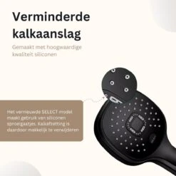 Belliese Doucheset Select - Luxe Douchekop - Doucheslang - Douchekophouder - Douchekop Met Slang - Waterbesparende Douchekop - Badkamer Accessoires - Montage Zonder Boren - 3 Standen - Zwart - Select Knop -Thuis Badkamer 1200x1200 533