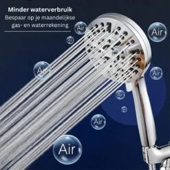 Ionische Dubbelzijdige Douchekop XL | 10 Straalsoorten | Antibacterieel | Antikalk Bescherming | Waterbesparend | Chrome -Thuis Badkamer 1200x1200 534