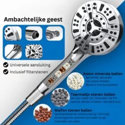 Ionische Dubbelzijdige Douchekop XL | 10 Straalsoorten | Antibacterieel | Antikalk Bescherming | Waterbesparend | Chrome -Thuis Badkamer 1200x1200 537