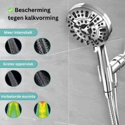 Ionische Dubbelzijdige Douchekop XL | 10 Straalsoorten | Antibacterieel | Antikalk Bescherming | Waterbesparend | Chrome -Thuis Badkamer 1200x1200 539