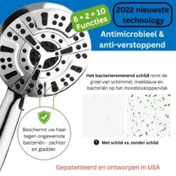 Ionische Dubbelzijdige Douchekop XL | 10 Straalsoorten | Antibacterieel | Antikalk Bescherming | Waterbesparend | Chrome -Thuis Badkamer 1200x1200 540
