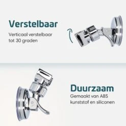 Moodcare® Verplaatsbare Douchekophouder Zelfklevend - Chroom – Douchekop Houder Zonder Boren – Wandhouder Douchekop Zuignap -Thuis Badkamer 1200x1200 544
