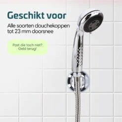Moodcare® Verplaatsbare Douchekophouder Zelfklevend - Chroom – Douchekop Houder Zonder Boren – Wandhouder Douchekop Zuignap -Thuis Badkamer 1200x1200 545