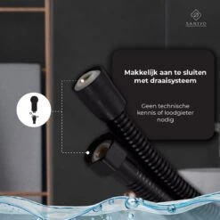 Doucheslang 150 Cm Chroom Zwart – Metaal – Anti-knik – Draaiaansluiting -Thuis Badkamer 1200x1200 561