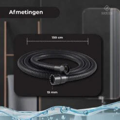 Doucheslang 150 Cm Chroom Zwart – Metaal – Anti-knik – Draaiaansluiting -Thuis Badkamer 1200x1200 562