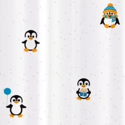 FUNNY PENGUINS - Waterdicht Douchegordijn - Met GRATIS 12 Ringen - Anti-Schimmel Badkamer Gordijn - Wasbaar - 100% Polyester - Pinguins Design - 180X180 CM -Thuis Badkamer 1200x1200 575