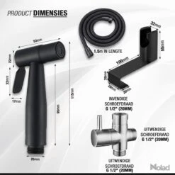 Nolad® Bidet Handdouche - Douchekoppen - Bidet - Handdouche - Zwart -Thuis Badkamer 1200x1200 603