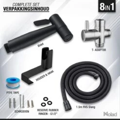 Nolad® Bidet Handdouche - Douchekoppen - Bidet - Handdouche - Zwart -Thuis Badkamer 1200x1200 604