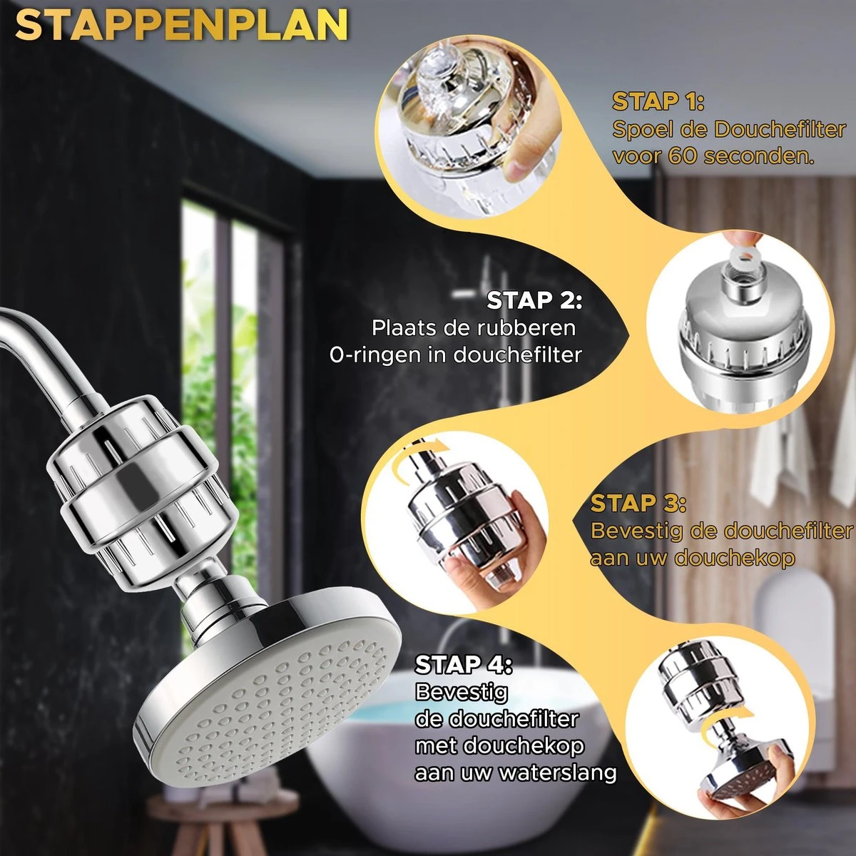 Toivo Douchefilter 17 Stages - Zilver - Incl. Montagetape En Rubberen Ringen - Waterfilter Voor Douchekop - Shower Filter - Waterfilter - Kraanfilter 6 Toivo Douchefilter 17 Stages - Zilver - Incl. Montagetape En Rubberen Ringen - Waterfilter Voor Douchekop - Shower Filter - Waterfilter - Kraanfilter - Afbeelding 4