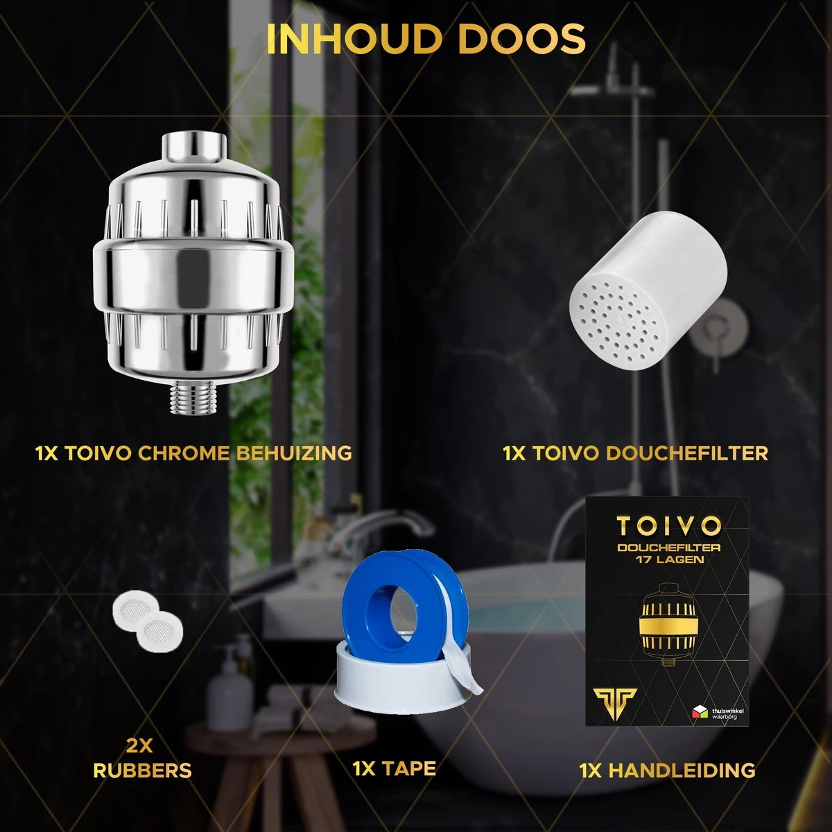 Toivo Douchefilter 17 Stages - Zilver - Incl. Montagetape En Rubberen Ringen - Waterfilter Voor Douchekop - Shower Filter - Waterfilter - Kraanfilter 9 Toivo Douchefilter 17 Stages - Zilver - Incl. Montagetape En Rubberen Ringen - Waterfilter Voor Douchekop - Shower Filter - Waterfilter - Kraanfilter - Afbeelding 7